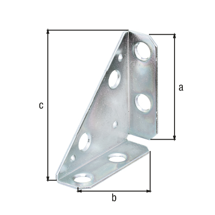 Coin métallique, Matériau: Acier brut, Finition: galvanisée Sendzimir, Longueur du côté gauche: 50 mm, Longueur du côté droit: 50 mm, Largeur: 70 mm, Épaisseur du matériau: 1,50 mm, Nombre de trous: 6, Trou: Ø6,5 mm, CutCase