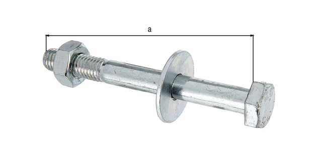 Tornillos con cabeza hexagonal D-Fix, para anclajes de postes H, U etc., Material: Acero crudo, Superficie: galvanizado en azul, en caja de suspensión, Contenido por U.P.: 2 Pieza, Longitud: 90 mm, Roscado: M10, Embalado SB Tornillos con cabeza hexagonal D-Fix, para anclajes de postes H, U etc., Material: Acero crudo, Superficie: galvanizado en azul, en caja de suspensión, Contenido por U.P.: 2 Pieza, Longitud: 90 mm, Roscado: M10, Embalado SB