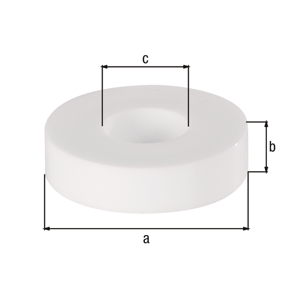 Arandela de ajuste para tornillos, Material: Plástico (acrilonitrilo/butadieno/estireno), color: blanco, Contenido por U.P.: 20 Pieza, Ø exterior: 20 mm, Altura: 5 mm, Interior Ø: 8,5 mm, Embalado SB