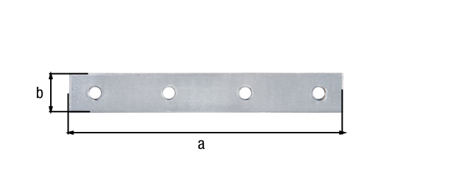 Flachverbinder, mit versenkten Schraublöchern, Material: Stahl roh, Oberfläche: sendzimirverzinkt, Länge: 136 mm, Breite: 20 mm, Materialstärke: 2,00 mm, Anzahl Löcher: 4, Loch: Ø5,5 mm