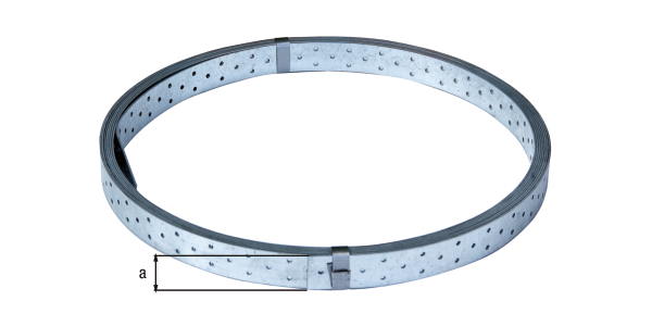 Nastro forato, Materiale: acciaio grezzo, superficie: zincata sendzimir, con marcatura ai sensi della EN 14545, Larghezza: 40 mm, Lunghezza: 50 m, Spessore del materiale: 1,50 mm, Foro: Ø5 mm