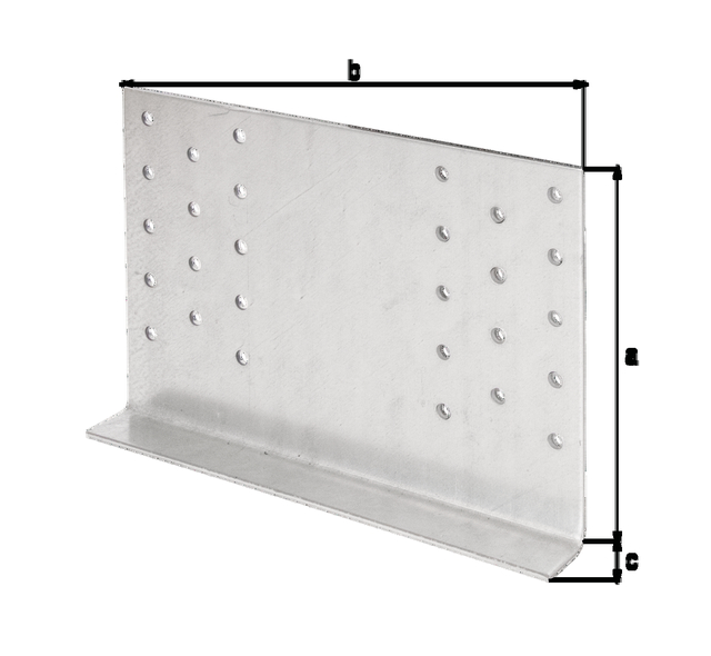 Gerberverbinder, Material: Stahl roh, Oberfläche: sendzimirverzinkt, mit CE-Kennzeichnung nach ETA-12/0584, Höhe: 120 mm, Breite: 180 mm, Tiefe: 20 mm, Materialstärke: 2,00 mm, Anzahl Löcher: 28, Loch: Ø5 mm, CutCase