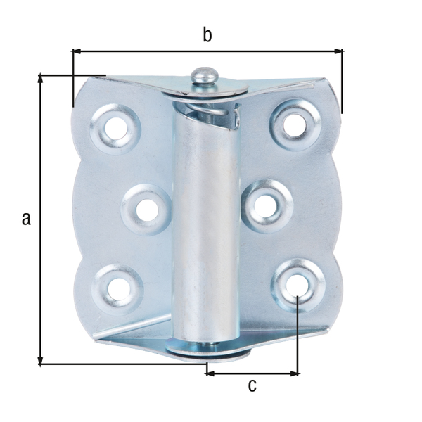 Hinge, self-closing, with countersunk screw holes, Material: raw steel, Surface: blue galvanised, Contents per PU: 1 Piece, Length: 70 mm, Width: 65 mm, Depth: 22 mm, Material thickness: 1.00 mm, No. of holes: 6, Hole: Ø5.5 mm Hinge, self-closing, with countersunk screw holes, Material: raw steel, Surface: blue galvanised, Contents per PU: 1 Piece, Length: 70 mm, Width: 65 mm, Depth: 22 mm, Material thickness: 1.00 mm, No. of holes: 6, Hole: Ø5.5 mm