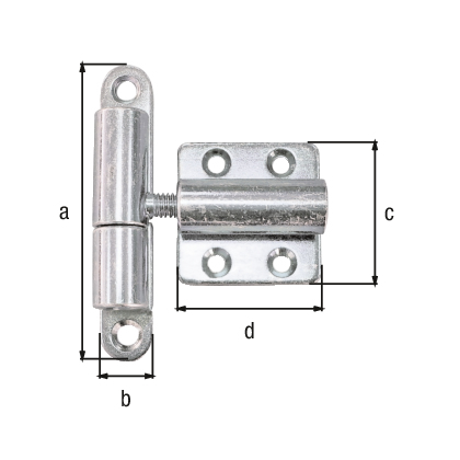 Bisagra universal regulable, con agujeros para atornillar avellanados, Material: Acero crudo, Superficie: galvanizados, pasivado con capa gruesa, Longitud: 83 mm, Anchura: 15 mm, Longitud de la pletina: 40 mm, Anchura de la pletina: 40 mm, Número de agujeros: 2 / 4, Perforación: Ø6 / Ø5,3 mm Bisagra universal regulable, con agujeros para atornillar avellanados, Material: Acero crudo, Superficie: galvanizados, pasivado con capa gruesa, Longitud: 83 mm, Anchura: 15 mm, Longitud de la pletina: 40 mm, Anchura de la pletina: 40 mm, Número de agujeros: 2 / 4, Perforación: Ø6 / Ø5,3 mm