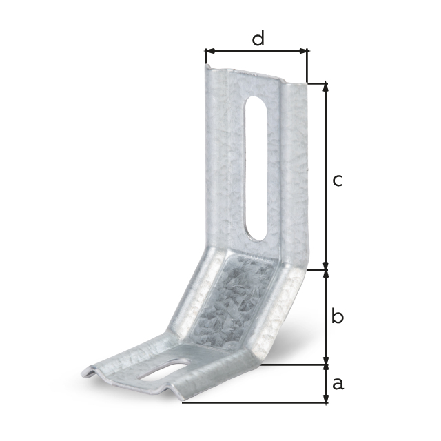 Verstellwinkel, geprägt, zweimal 45°-Winkel, Material: Stahl roh, Oberfläche: sendzimirverzinkt, Tiefe: 35 mm, Schenkel: 30 mm, Höhe: 50 mm, Breite: 32 mm, Materialstärke: 1,50 mm, Anzahl Löcher: 1 / 1, Loch: 8 x 40 / 6,5 x 20 mm, CutCase Verstellwinkel, geprägt, zweimal 45°-Winkel, Material: Stahl roh, Oberfläche: sendzimirverzinkt, Tiefe: 35 mm, Schenkel: 30 mm, Höhe: 50 mm, Breite: 32 mm, Materialstärke: 1,50 mm, Anzahl Löcher: 1 / 1, Loch: 8 x 40 / 6,5 x 20 mm, CutCase