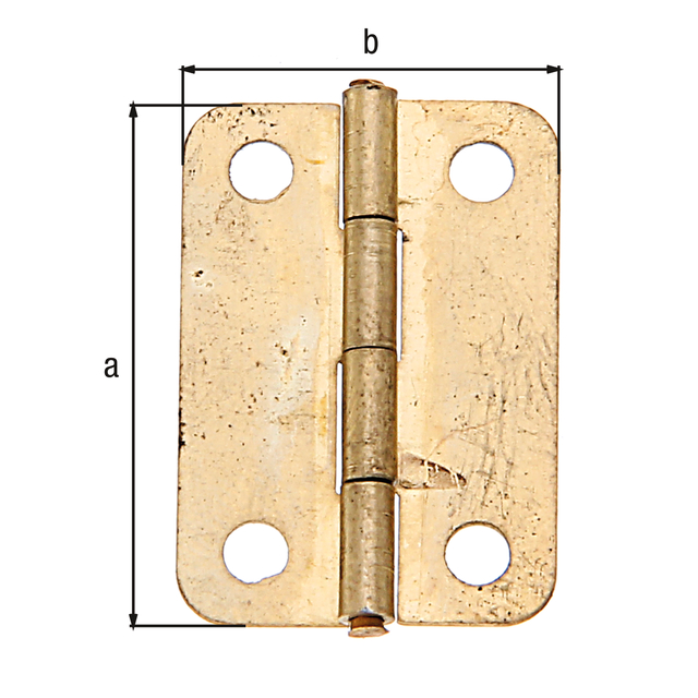 Charnière, avec goupille en acier inoxydable, Matériau: Acier brut, Finition: laitonnée, Contenu par UV: 4 Pièce, Longueur: 24 mm, Largeur: 17 mm, Épaisseur du matériau: 0,50 mm, Nombre de trous: 4, Trou: Ø2,6 mm, Emballé SB Charnière, avec goupille en acier inoxydable, Matériau: Acier brut, Finition: laitonnée, Contenu par UV: 4 Pièce, Longueur: 24 mm, Largeur: 17 mm, Épaisseur du matériau: 0,50 mm, Nombre de trous: 4, Trou: Ø2,6 mm, Emballé SB