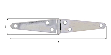Zawias do skrzyni, z nitowanym trzpieniem, materiał: stal surowa, powierzchnia: ocynkowana galwanicznie, pasywowana grubowarstwowo, Długość: 148 mm, Szerokość: 28 mm, Wersja: toczona, Grubość materiału: 1,50 mm, Liczba otworów: 6, Otwór: Ø5,8 mm Zawias do skrzyni, z nitowanym trzpieniem, materiał: stal surowa, powierzchnia: ocynkowana galwanicznie, pasywowana grubowarstwowo, Długość: 148 mm, Szerokość: 28 mm, Wersja: toczona, Grubość materiału: 1,50 mm, Liczba otworów: 6, Otwór: Ø5,8 mm