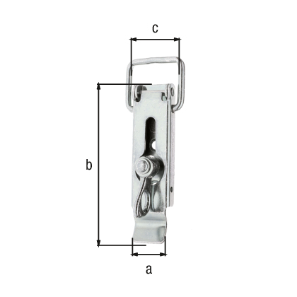 Chiusura a leva per casse, con fori per viti incassate, Materiale: acciaio grezzo, superficie: galvanizzata, passivata a strato spesso, Larghezza: 24 mm, altezza: 93 mm, Larghezza del loop: 30 mm, Numero di fori: 3, Foro: Ø5,5 mm Chiusura a leva per casse, con fori per viti incassate, Materiale: acciaio grezzo, superficie: galvanizzata, passivata a strato spesso, Larghezza: 24 mm, altezza: 93 mm, Larghezza del loop: 30 mm, Numero di fori: 3, Foro: Ø5,5 mm