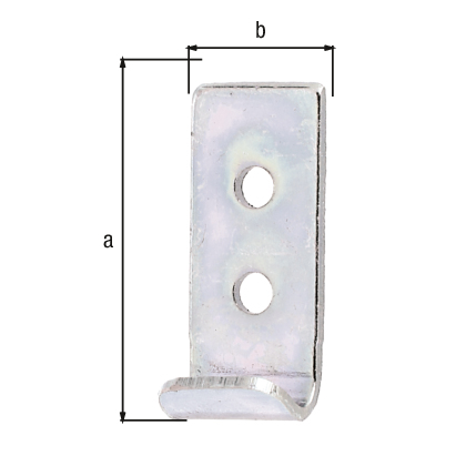Crochet pour fermeture de malle, Matériau: Acier brut, Finition: galvanisée passivée, Longueur: 30 mm, Largeur: 12 mm, Épaisseur du matériau: 1,50 mm, Nombre de trous: 2, Trou: Ø3,5 mm