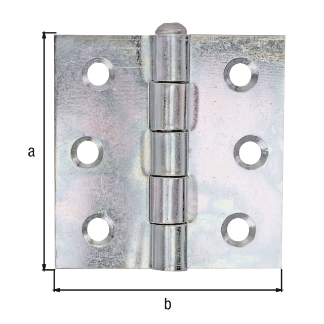 Charnière carrée, avec goupille non fixé en acier inoxydable, avec trous de vis fraisés, Matériau: Acier brut, Finition: galvanisée Sendzimir, Longueur: 63 mm, Largeur: 63 mm, Version: roulée, Épaisseur du matériau: 2,00 mm, Nombre de trous: 6, Trou: Ø5,8 mm Charnière carrée, avec goupille non fixé en acier inoxydable, avec trous de vis fraisés, Matériau: Acier brut, Finition: galvanisée Sendzimir, Longueur: 63 mm, Largeur: 63 mm, Version: roulée, Épaisseur du matériau: 2,00 mm, Nombre de trous: 6, Trou: Ø5,8 mm