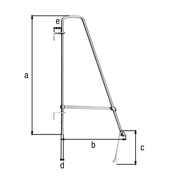 Verrou baïonnette Triangulaire, avec deux équerres guides à souder, Matériau: Angle de guidage Acier brut, Finition: pièces restantes : galvanisées à chaud, Longueur: 700 mm, Profondeur: 360 mm, Longueur de l'ancrage de béton: 170 mm, Diamètre: 16 mm, Distance centre boulon - porte: 40 mm Verrou baïonnette Triangulaire, avec deux équerres guides à souder, Matériau: Angle de guidage Acier brut, Finition: pièces restantes : galvanisées à chaud, Longueur: 700 mm, Profondeur: 360 mm, Longueur de l'ancrage de béton: 170 mm, Diamètre: 16 mm, Distance centre boulon - porte: 40 mm