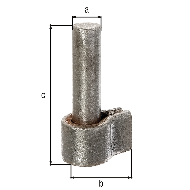Gond, Matériau: Acier brut, à souder, Distance axe-Ø: 13 mm, Distance bord extérieur - centre du mandrin: 24 mm, Hauteur: 65 mm Gond, Matériau: Acier brut, à souder, Distance axe-Ø: 13 mm, Distance bord extérieur - centre du mandrin: 24 mm, Hauteur: 65 mm