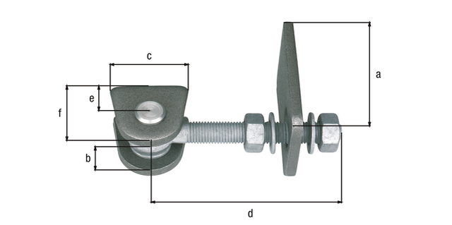 Torband für 180° Öffnung, kurze Ausführung, Material: Anschweißteile: Stahl roh, Bolzen und Splint: Edelstahl, Oberfläche: Schrauben und Muttern: feuerverzinkt, Länge Anschweißband: 75 mm, Abstand Anschweißlaschen: 19 mm, Breite Anschweißlasche: 44 mm, Länge Augenschraube: 120 mm, Abstand Mitte Bolzen - Ende Anschweißlasche: 25 mm, Höhe Anschweißteil: 45 mm, Gewinde: M12, im Großpack Torband für 180° Öffnung, kurze Ausführung, Material: Anschweißteile: Stahl roh, Bolzen und Splint: Edelstahl, Oberfläche: Schrauben und Muttern: feuerverzinkt, Länge Anschweißband: 75 mm, Abstand Anschweißlaschen: 19 mm, Breite Anschweißlasche: 44 mm, Länge Augenschraube: 120 mm, Abstand Mitte Bolzen - Ende Anschweißlasche: 25 mm, Höhe Anschweißteil: 45 mm, Gewinde: M12, im Großpack