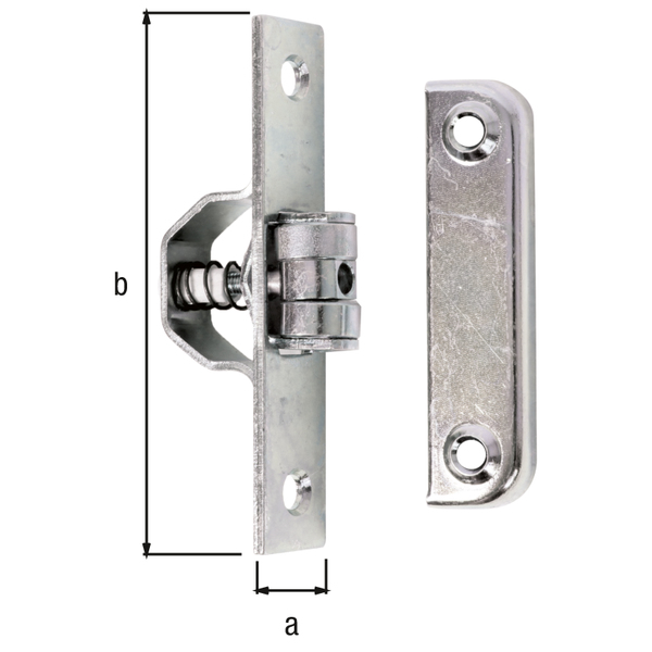Chiusura a scatto per porte basculanti, con fori per viti incassate, Materiale: acciaio grezzo, superficie: galvanizzata, passivata a strato spesso, Contenuto per U.I.: 1 Pz., Piastra: 18 x 90 mm, Numero di fori: 2 / 4, Foro: Ø6 / Ø4,8 mm, Con imballo self-service Chiusura a scatto per porte basculanti, con fori per viti incassate, Materiale: acciaio grezzo, superficie: galvanizzata, passivata a strato spesso, Contenuto per U.I.: 1 Pz., Piastra: 18 x 90 mm, Numero di fori: 2 / 4, Foro: Ø6 / Ø4,8 mm, Con imballo self-service