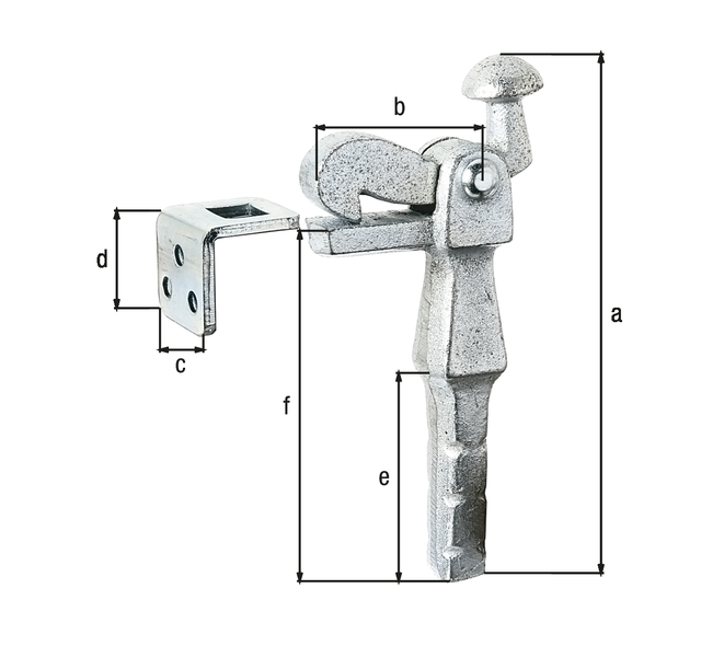 Torfeststeller zur Befestigung im Boden, mit Gegenplatte zum Anschrauben, Material: Grauguss, Oberfläche: Zink-Aluminium-Lamellenbeschichtung, Magni 515, zum Einbetonieren, Höhe: 168 mm, Tiefe: 52 mm, Breite Gegenplatte: 35 mm, Höhe Gegenplatte: 34 mm, Länge Betonanker: 71 mm, Abstand Unterkante Betonanker - Auflage Torfeststeller: 124 mm, Plattenstärke: 4 mm, Anzahl Löcher: 3, Loch: Ø6,5 mm Torfeststeller zur Befestigung im Boden, mit Gegenplatte zum Anschrauben, Material: Grauguss, Oberfläche: Zink-Aluminium-Lamellenbeschichtung, Magni 515, zum Einbetonieren, Höhe: 168 mm, Tiefe: 52 mm, Breite Gegenplatte: 35 mm, Höhe Gegenplatte: 34 mm, Länge Betonanker: 71 mm, Abstand Unterkante Betonanker - Auflage Torfeststeller: 124 mm, Plattenstärke: 4 mm, Anzahl Löcher: 3, Loch: Ø6,5 mm