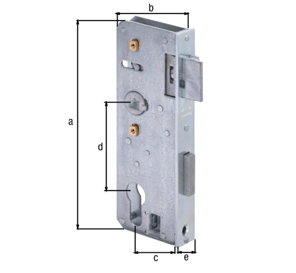 Cerradura de repuesto, con agujeros para atornillar avellanados, eje 40 mm, Material: Acero crudo, Superficie: galvanizado, Altura: 166 mm, Profundidad: 54 mm, Entre eje: 40 mm, Entre eje: 72 mm, Anchura de la placa frontal: 24 mm, Altura de la placa frontal: 166 mm, Para caja de cerradura: 30 mm Cerradura de repuesto, con agujeros para atornillar avellanados, eje 40 mm, Material: Acero crudo, Superficie: galvanizado, Altura: 166 mm, Profundidad: 54 mm, Entre eje: 40 mm, Entre eje: 72 mm, Anchura de la placa frontal: 24 mm, Altura de la placa frontal: 166 mm, Para caja de cerradura: 30 mm