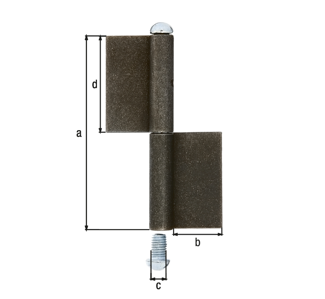 Paumelle Longue à Souder Type KO4 Alberts - Acier Hauteur 140mm Diamètre 14mm