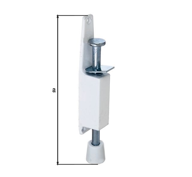 Türfeststeller, Material: Stahl roh, Oberfläche: weiß lackiert, Inhalt pro PE: 1 St., Höhe: 180 mm, Anzahl Löcher: 3, Loch: Ø5 mm, SB-verpackt Türfeststeller, Material: Stahl roh, Oberfläche: weiß lackiert, Inhalt pro PE: 1 St., Höhe: 180 mm, Anzahl Löcher: 3, Loch: Ø5 mm, SB-verpackt