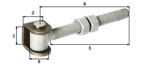 Torband mit U-Bügel zum Anschweißen und Gewinde zum Durchschrauben, für Pfosten bis Ø120 mm oder 120 x 120 mm, Material: U-Bügel: Stahl roh, Verbindungsbolzen und Sicherungsring: Edelstahl, Länge: 144 mm, Gewindelänge: 138 mm, Bügelhöhe: 37 mm, Bügelbreite: 30 mm, Rollen-Ø: 25 mm, Gewinde: M16 Torband mit U-Bügel zum Anschweißen und Gewinde zum Durchschrauben, für Pfosten bis Ø120 mm oder 120 x 120 mm, Material: U-Bügel: Stahl roh, Verbindungsbolzen und Sicherungsring: Edelstahl, Länge: 144 mm, Gewindelänge: 138 mm, Bügelhöhe: 37 mm, Bügelbreite: 30 mm, Rollen-Ø: 25 mm, Gewinde: M16