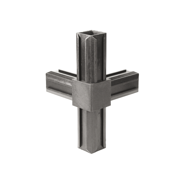 Łącznik XD do profili, forma T z odgałęzieniem, materiał: poliamid 6, kolor: czarny, Dla profilu: 20 x 20 x 1,5 mm Łącznik XD do profili, forma T z odgałęzieniem, materiał: poliamid 6, kolor: czarny, Dla profilu: 20 x 20 x 1,5 mm
