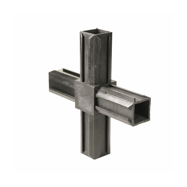XD tube connector cross piece, Material: polyamide 6, colour: black, For tube: 20 x 20 x 1.5 mm XD tube connector cross piece, Material: polyamide 6, colour: black, For tube: 20 x 20 x 1.5 mm