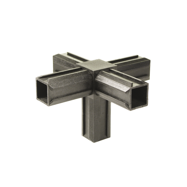 Łącznik XD do profili krzyżowy z odgałęzieniem, materiał: poliamid 6, kolor: czarny, Dla profilu: 20 x 20 x 1,5 mm