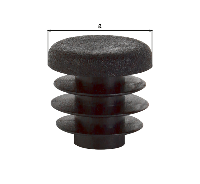 Threaded plug for round tubes, Material: plastic, colour: black, Contents per PU: 4 Piece, Diameter: 15 mm, Retail packaged