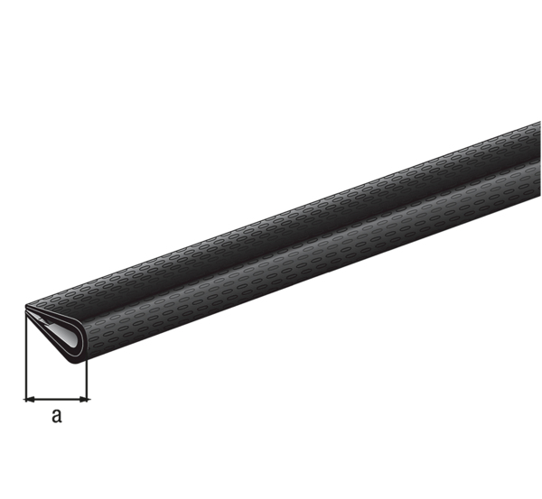 Edge protection profile, Material: soft PVC, colour: black, Contents per PU: 1 Piece, Width: 10 mm, Height: 7 mm, Length: 1500 mm, Retail packaged Edge protection profile, Material: soft PVC, colour: black, Contents per PU: 1 Piece, Width: 10 mm, Height: 7 mm, Length: 1500 mm, Retail packaged