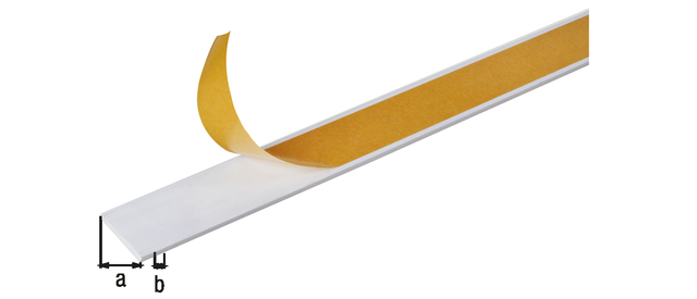 Perfil plano, autoadhesivo, Material: PVC-U, color: blanco, Anchura: 20 mm, Espesura del material: 2 mm, Longitud: 2600 mm Perfil plano, autoadhesivo, Material: PVC-U, color: blanco, Anchura: 20 mm, Espesura del material: 2 mm, Longitud: 2600 mm