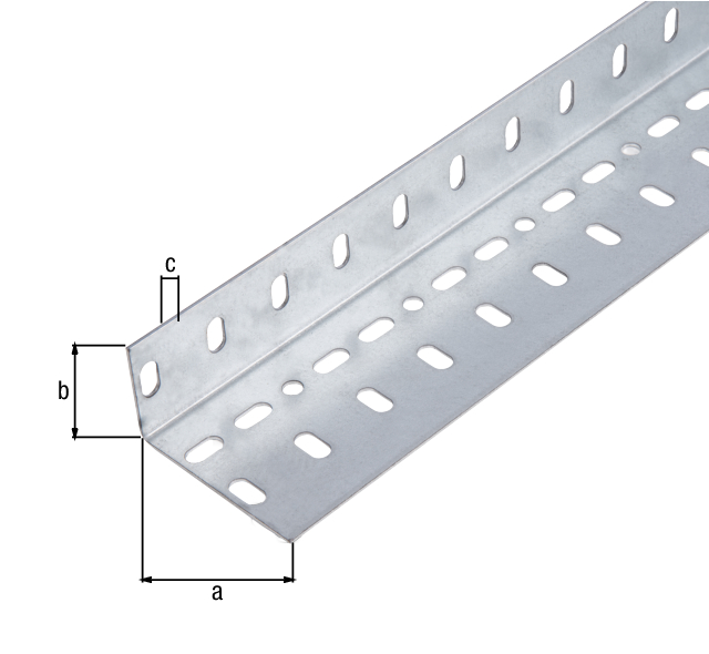 Conceptor® Angle profile, perforated, Material: steel, Surface: sendzimir galvanised, Width: 25 mm, Height: 45 mm, Material thickness: 1.5 mm, Type: unequal sided, Length: 1000 mm Conceptor® Angle profile, perforated, Material: steel, Surface: sendzimir galvanised, Width: 25 mm, Height: 45 mm, Material thickness: 1.5 mm, Type: unequal sided, Length: 1000 mm