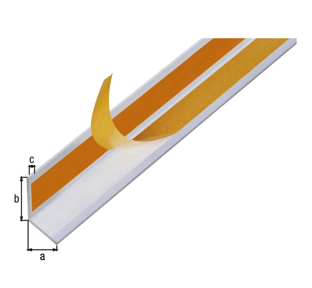 Angle profile, self-adhesive, Material: Aluminium, Surface: white powder-coated RAL 9016, Width: 20 mm, Height: 20 mm, Material thickness: 1.5 mm, Type: equal sided, self-adhesive, Length: 1000 mm Angle profile, self-adhesive, Material: Aluminium, Surface: white powder-coated RAL 9016, Width: 20 mm, Height: 20 mm, Material thickness: 1.5 mm, Type: equal sided, self-adhesive, Length: 1000 mm