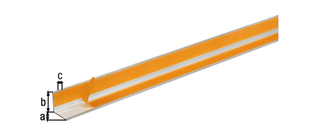 Angle profile, self-adhesive, Material: Aluminium, Surface: silver anodised, Width: 20 mm, Height: 20 mm, Material thickness: 1.5 mm, Type: equal sided, self-adhesive, Length: 1000 mm