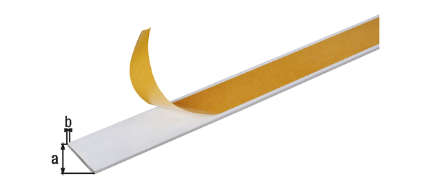 Flat bar, self-adhesive, Material: Aluminium, Surface: white powder-coated RAL 9016, Width: 20 mm, Material thickness: 2 mm, Length: 1000 mm Flat bar, self-adhesive, Material: Aluminium, Surface: white powder-coated RAL 9016, Width: 20 mm, Material thickness: 2 mm, Length: 1000 mm