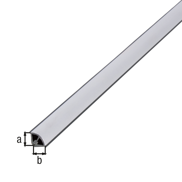 End profile, self-adhesive, Material: PVC-U with aluminium inlay, colour: silver, Width: 15 mm, Height: 15 mm, Type: two parts, with rubber lip, self-adhesive, Length: 2600 mm End profile, self-adhesive, Material: PVC-U with aluminium inlay, colour: silver, Width: 15 mm, Height: 15 mm, Type: two parts, with rubber lip, self-adhesive, Length: 2600 mm