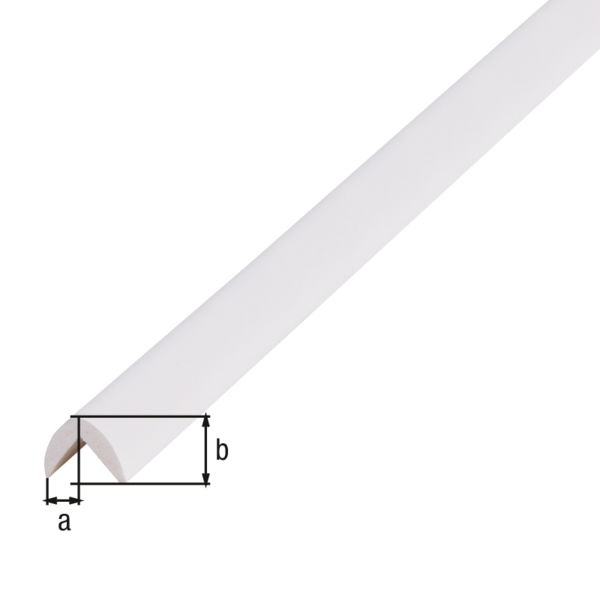 Protège-angle arrondi, Matériau: PVC mousse, couleur : blanc, Largeur: 19 mm, Hauteur: 19 mm, Longueur: 2600 mm Protège-angle arrondi, Matériau: PVC mousse, couleur : blanc, Largeur: 19 mm, Hauteur: 19 mm, Longueur: 2600 mm