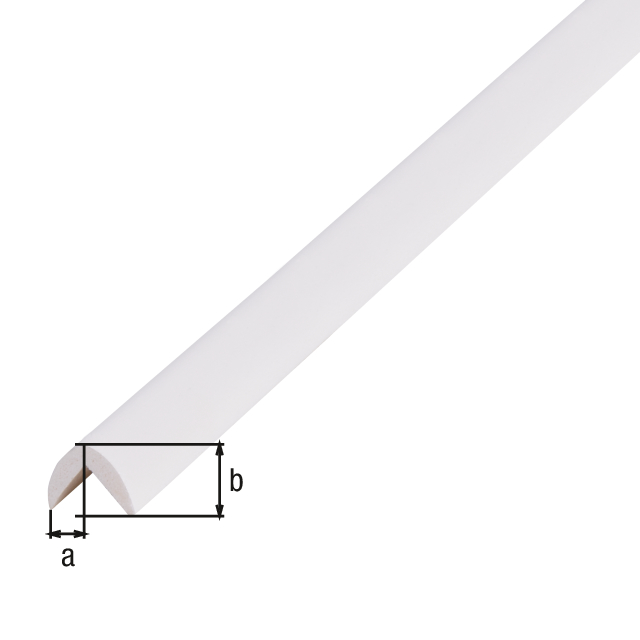 Corner protection profile, rounded, Material: PVC-U, foamed, colour: white, Width: 19 mm, Height: 19 mm, Length: 2600 mm Corner protection profile, rounded, Material: PVC-U, foamed, colour: white, Width: 19 mm, Height: 19 mm, Length: 2600 mm