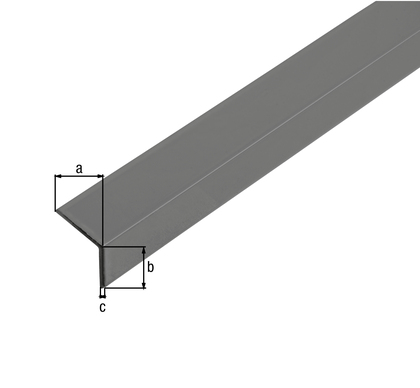Winkelprofil, Material: Aluminium, Oberfläche: anthrazit kunststoffbeschichtet RAL 7016, Breite: 14,5 mm, Höhe: 11,5 mm, Materialstärke: 1,3 mm, Länge: 1000 mm, für Plattenstärke: 10 - 13 mm