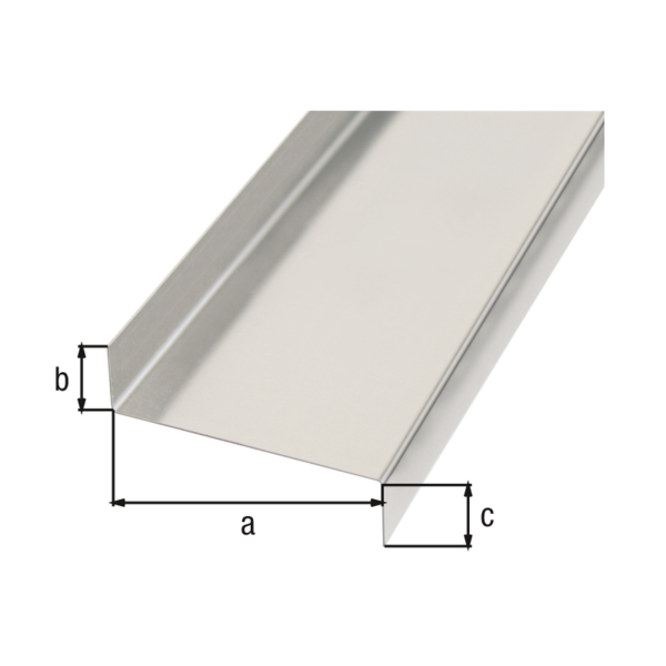 Glattblech, gekantet, Z-Form, Material: Aluminium, Oberfläche: natur, Breite: 63 mm, Schenkenhöhe oben: 18 mm, Schenkelhöhe unten: 18 mm, Länge: 2000 mm, Abwinkelung: 90 / 90 °, Materialstärke: 0,50 mm