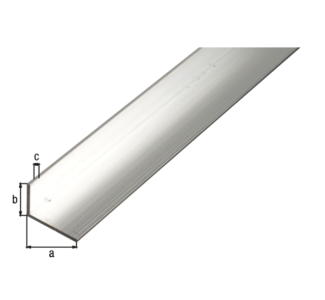 Profilé cornière, Matériau: Aluminium, Finition: brute, Largeur: 50 mm, Hauteur: 20 mm, Épaisseur du matériau: 2 mm, Version: côtés inégaux, Longueur: 2600 mm