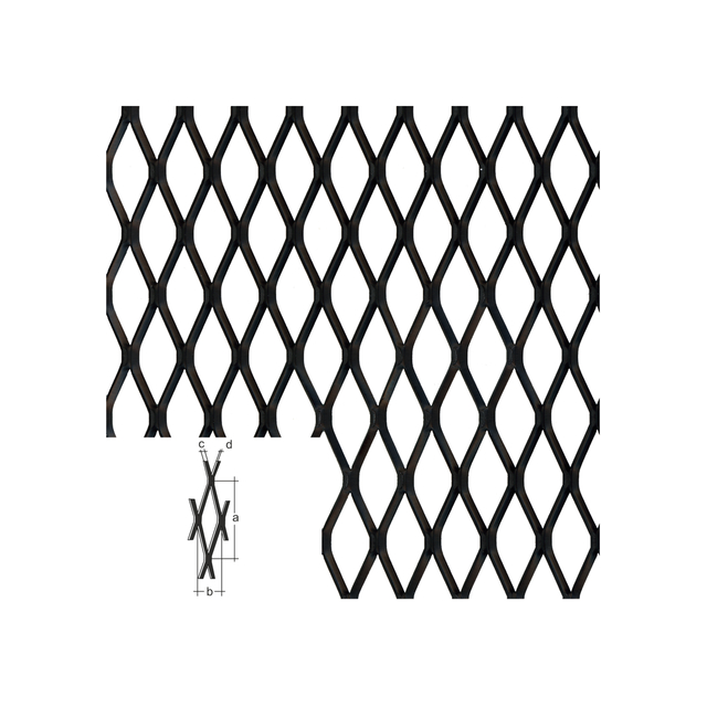 Expanded metal sheet, Material: Aluminium, Surface: black anodised, Mesh length: 22 mm, Mesh width: 10 mm, Flitch plate width: 1.0 mm, Length: 500 mm, Width: 250 mm, Material thickness: 3.00 mm Expanded metal sheet, Material: Aluminium, Surface: black anodised, Mesh length: 22 mm, Mesh width: 10 mm, Flitch plate width: 1.0 mm, Length: 500 mm, Width: 250 mm, Material thickness: 3.00 mm