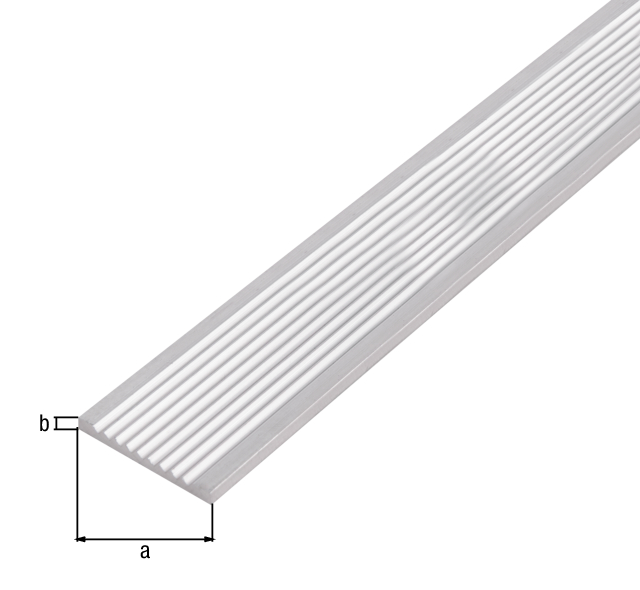 Flachleiste, geriffelt, Material: Aluminium, Oberfläche: natur, Breite: 30 mm, Höhe: 3 mm, Länge: 1000 mm Flachleiste, geriffelt, Material: Aluminium, Oberfläche: natur, Breite: 30 mm, Höhe: 3 mm, Länge: 1000 mm