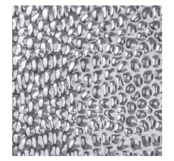 Tôle emboutie design martelé, Matériau: Aluminium, Finition: brute, Longueur: 1000 mm, Largeur: 120 mm, Épaisseur du matériau: 0,50 mm