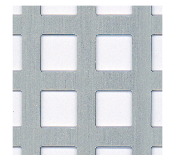 Lochblech, Lochung: quadratisch, Material: Aluminium, Oberfläche: silberfarbig eloxiert, Länge: 500 mm, Breite: 250 mm, Abstand Mitte - Mitte Loch: 15 mm, Materialstärke: 0,80 mm