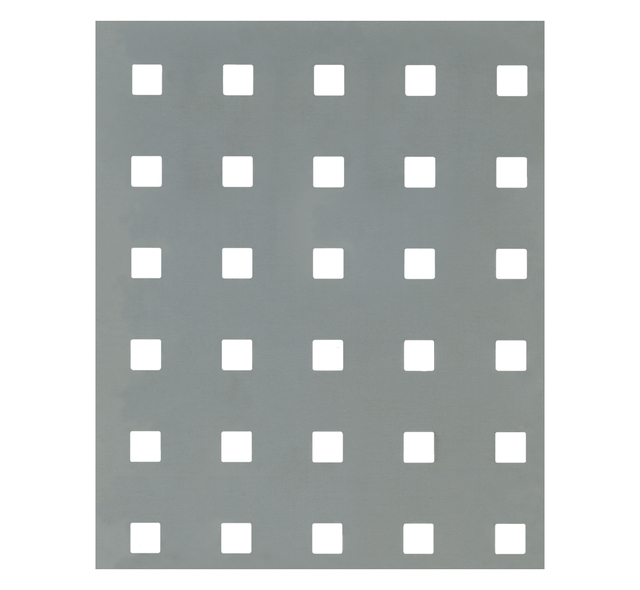 Perforated sheet, square holes, Material: Aluminium, Surface: silver anodised, Length: 500 mm, Width: 250 mm, Distance from middle to middle of hole: 30 mm, Material thickness: 0.80 mm