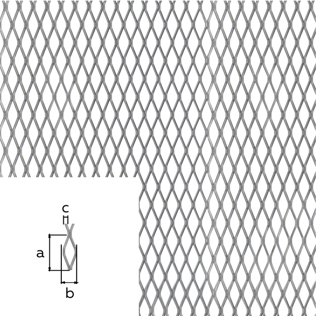 Expanded metal sheet, Material: raw steel, Mesh length: 5.5 mm, Mesh width: 3.7 mm, Flitch plate width: 0.6 mm, Length: 500 mm, Width: 250 mm, Material thickness: 1.00 mm Expanded metal sheet, Material: raw steel, Mesh length: 5.5 mm, Mesh width: 3.7 mm, Flitch plate width: 0.6 mm, Length: 500 mm, Width: 250 mm, Material thickness: 1.00 mm