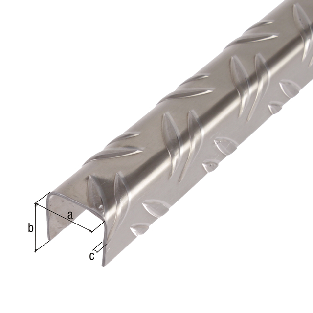 U-Profil, Riffel-Prägung, Material: Aluminium, Oberfläche: blank, Breite: 23,5 mm, Höhe: 23,5 mm, Materialstärke: 1,5 mm, Länge: 1000 mm U-Profil, Riffel-Prägung, Material: Aluminium, Oberfläche: blank, Breite: 23,5 mm, Höhe: 23,5 mm, Materialstärke: 1,5 mm, Länge: 1000 mm