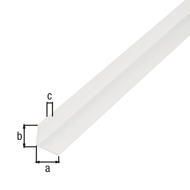 Angle profile, Material: PVC-U, colour: white, Width: 7 mm, Height: 7 mm, Material thickness: 1 mm, Type: equal sided, Length: 1000 mm