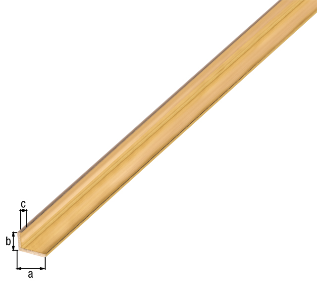 Profilo angolare, Materiale: ottone, Larghezza: 12 mm, altezza: 10 mm, Spessore del materiale: 1 mm, Modello: con lati disuguali, Lunghezza: 1000 mm