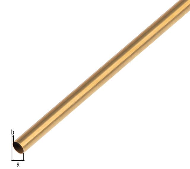 Tube rond, Matériau: Laiton, Diamètre: 2 mm, Épaisseur du matériau: 0,3 mm, Longueur: 1000 mm Tube rond, Matériau: Laiton, Diamètre: 2 mm, Épaisseur du matériau: 0,3 mm, Longueur: 1000 mm