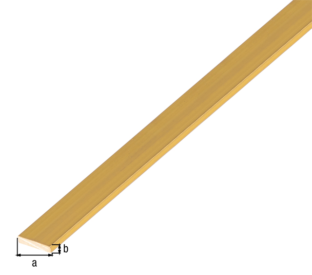 Flat bar, Material: brass, Width: 7 mm, Material thickness: 2.5 mm, Length: 1000 mm Flat bar, Material: brass, Width: 7 mm, Material thickness: 2.5 mm, Length: 1000 mm